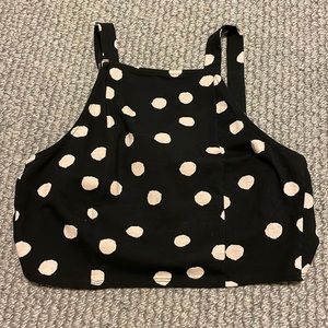 cropped tie in the back polka dot shirt